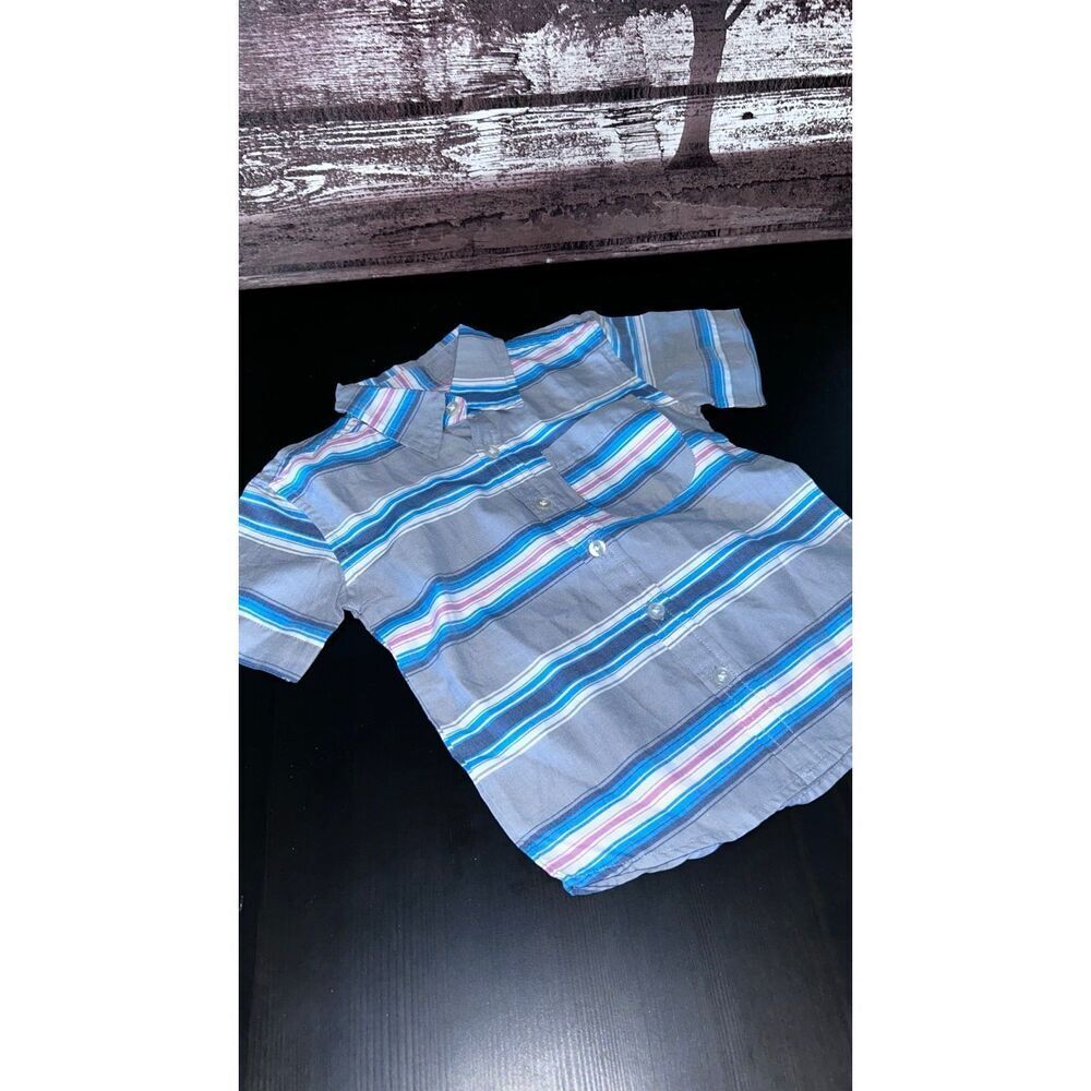 CD blue stripe button down blue shirt  sleeve shirt size 3T